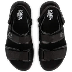 Clearance KARL LAGERFELD KIDS Sandales en cuir à fermeture par bandes auto aggri BLACK