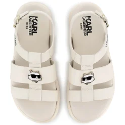 Clearance KARL LAGERFELD KIDS Sandales en cuir avec boucle CHALK