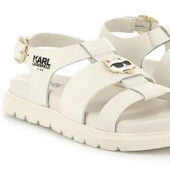 Clearance KARL LAGERFELD KIDS Sandales en cuir avec boucle CHALK