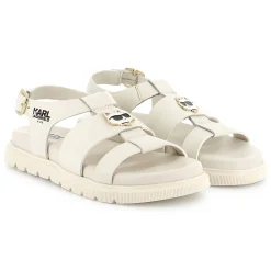 Clearance KARL LAGERFELD KIDS Sandales en cuir avec boucle CHALK