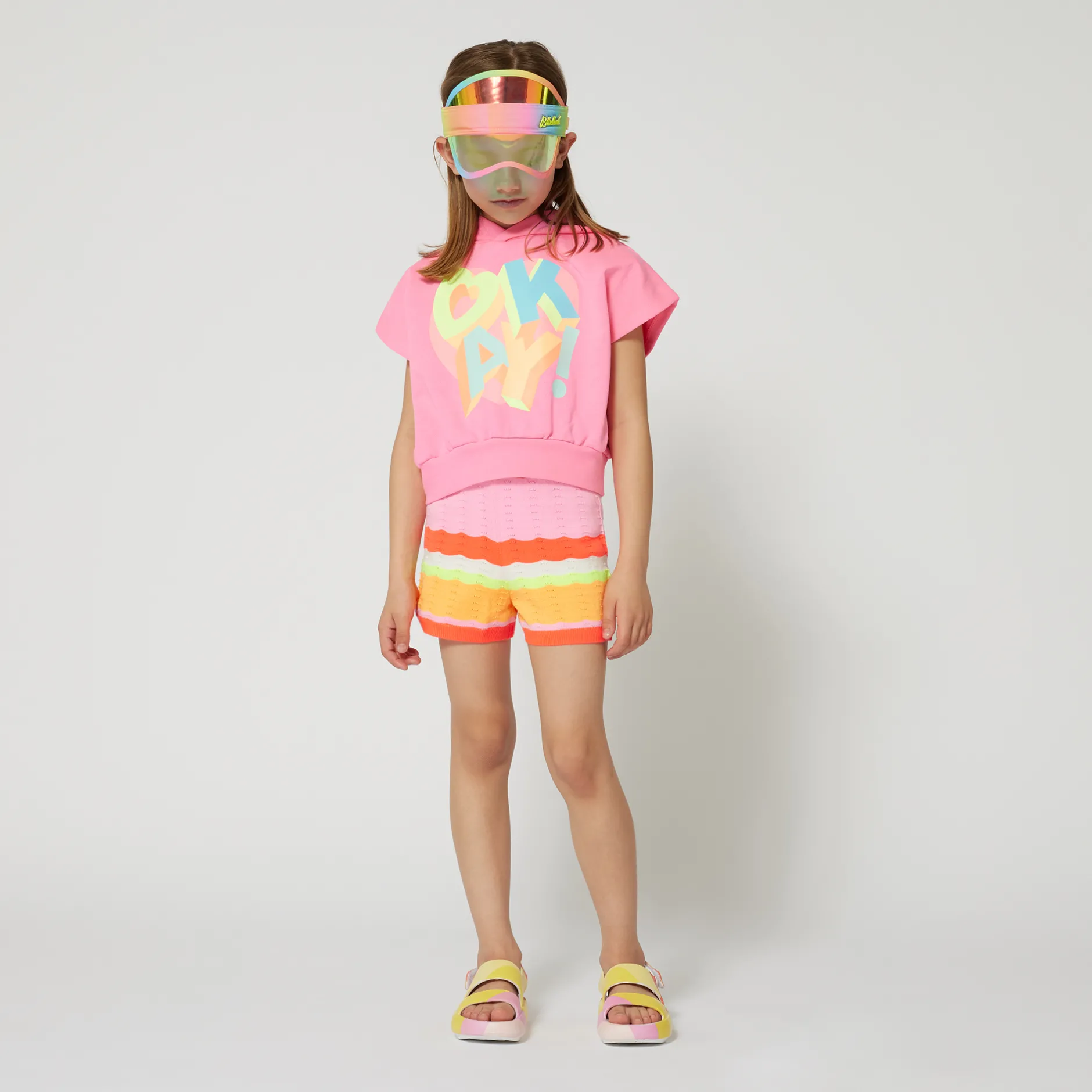 Sale BILLIEBLUSH Short en tricot rayé CORAIL FLUO
