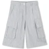 Discount DKNY Short long à rayures tissées GRIS CLAIR CHINE