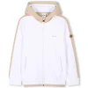 Best BOSS Sweat-shirt bimatière BLANC