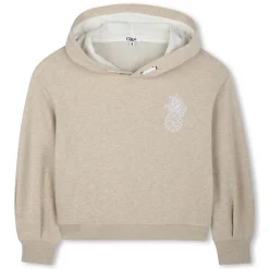 Best CHLOE Sweat-shirt brodé à capuche BEIGE FONCE CHINE