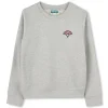 Online KENZO KIDS Sweat-shirt brodé en coton GRIS CLAIR CHINE