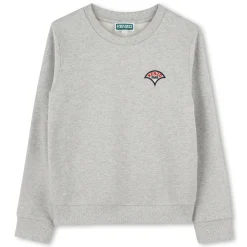 Online KENZO KIDS Sweat-shirt brodé en coton GRIS CLAIR CHINE