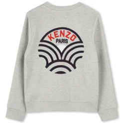 Online KENZO KIDS Sweat-shirt brodé en coton GRIS CLAIR CHINE