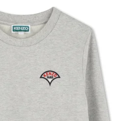 Online KENZO KIDS Sweat-shirt brodé en coton GRIS CLAIR CHINE
