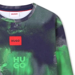 Sale HUGO Sweat-shirt imprimé à col rond MARINE VERT