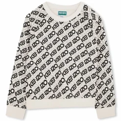 New KENZO KIDS Sweat-shirt imprimé coton OFFWHITE