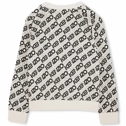 New KENZO KIDS Sweat-shirt imprimé coton OFFWHITE