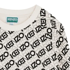 New KENZO KIDS Sweat-shirt imprimé coton OFFWHITE