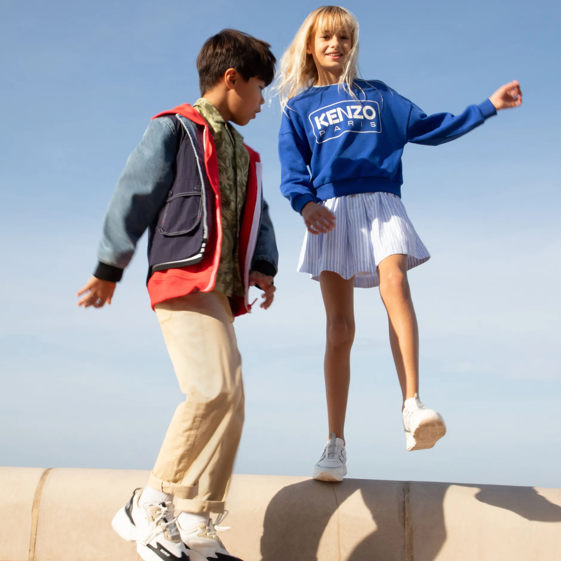 New KENZO KIDS Sweat-shirt molletonné coton WAVE BLUE