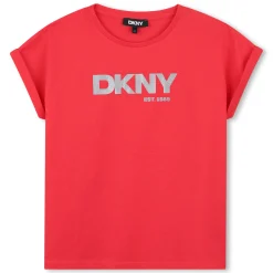 Discount DKNY TEE-SHIRT MANCHES COURTES ROSE ECARLATE