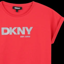 Discount DKNY TEE-SHIRT MANCHES COURTES ROSE ECARLATE