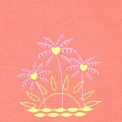 Fashion BILLIEBLUSH Top brodé effet lin CORAIL FLUO