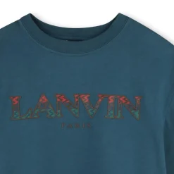 Discount LANVIN T-shirt à col rond avec sigle PETROLBLUE