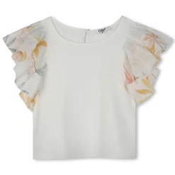 Best CHLOE T-shirt à manches volantées OFFWHITE