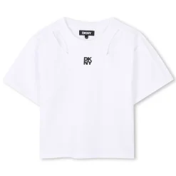Clearance DKNY T-shirt ajouré manches courtes BLANC