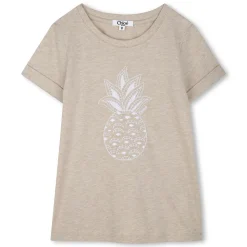 Online CHLOE T-shirt avec ananas brodé BEIGE FONCE CHINE