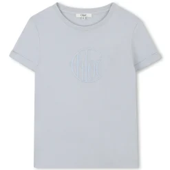 Sale CHLOE T-shirt avec broderie logo BLEU DELAVE