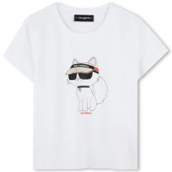 New KARL LAGERFELD KIDS T-shirt avec imprimé placé BLANC