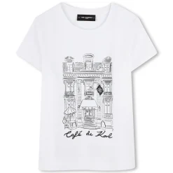 Online KARL LAGERFELD KIDS T-shirt avec imprimé placé BLANC