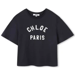 Discount CHLOE T-shirt avec logo contrastant BLEU AMIRAL