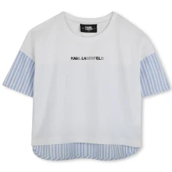 Online KARL LAGERFELD KIDS T-shirt bimatière avec imprimé BLANC BLEU