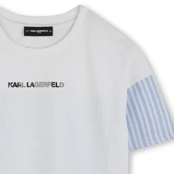 Online KARL LAGERFELD KIDS T-shirt bimatière avec imprimé BLANC BLEU