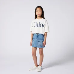 Hot CHLOE T-shirt court avec grand logo OFFWHITE