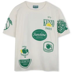 Outlet KENZO KIDS T-shirt en coton à col rond OFFWHITE