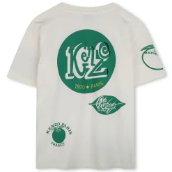 Outlet KENZO KIDS T-shirt en coton à col rond OFFWHITE