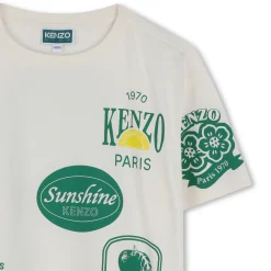 Outlet KENZO KIDS T-shirt en coton à col rond OFFWHITE