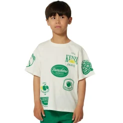 Outlet KENZO KIDS T-shirt en coton à col rond OFFWHITE