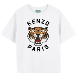 Discount KENZO KIDS T-shirt en coton avec imprimé BLANC