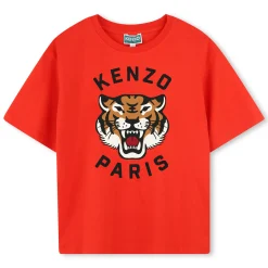Clearance KENZO KIDS T-shirt en coton avec imprimé ROUGE VIF