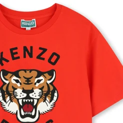 Clearance KENZO KIDS T-shirt en coton avec imprimé ROUGE VIF