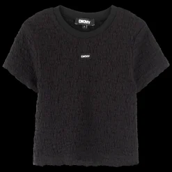 Fashion DKNY T-shirt gaufré manches courtes BLACK