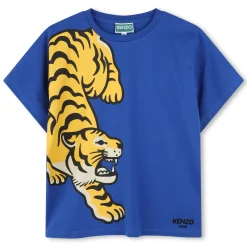 Hot KENZO KIDS T-shirt imprimé en coton WAVE BLUE