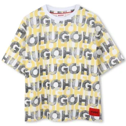 Discount HUGO T-shirt imprimé intégral BLANC JAUNE