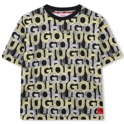 Hot HUGO T-shirt imprimé intégral NOIR JAUNE