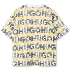 Discount HUGO T-shirt imprimé intégral BLANC JAUNE