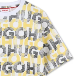 Discount HUGO T-shirt imprimé intégral BLANC JAUNE