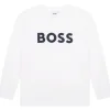 Clearance BOSS T-shirt manches longues coton BLANC