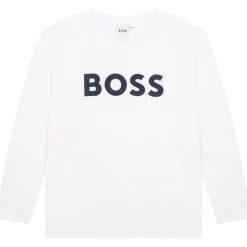 Clearance BOSS T-shirt manches longues coton BLANC