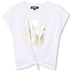 Clearance DKNY T-shirt noué en coton BLANC