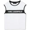 Fashion KARL LAGERFELD KIDS T-shirt sans manche à imprimé BLANC