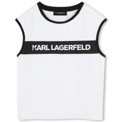 Fashion KARL LAGERFELD KIDS T-shirt sans manche à imprimé BLANC