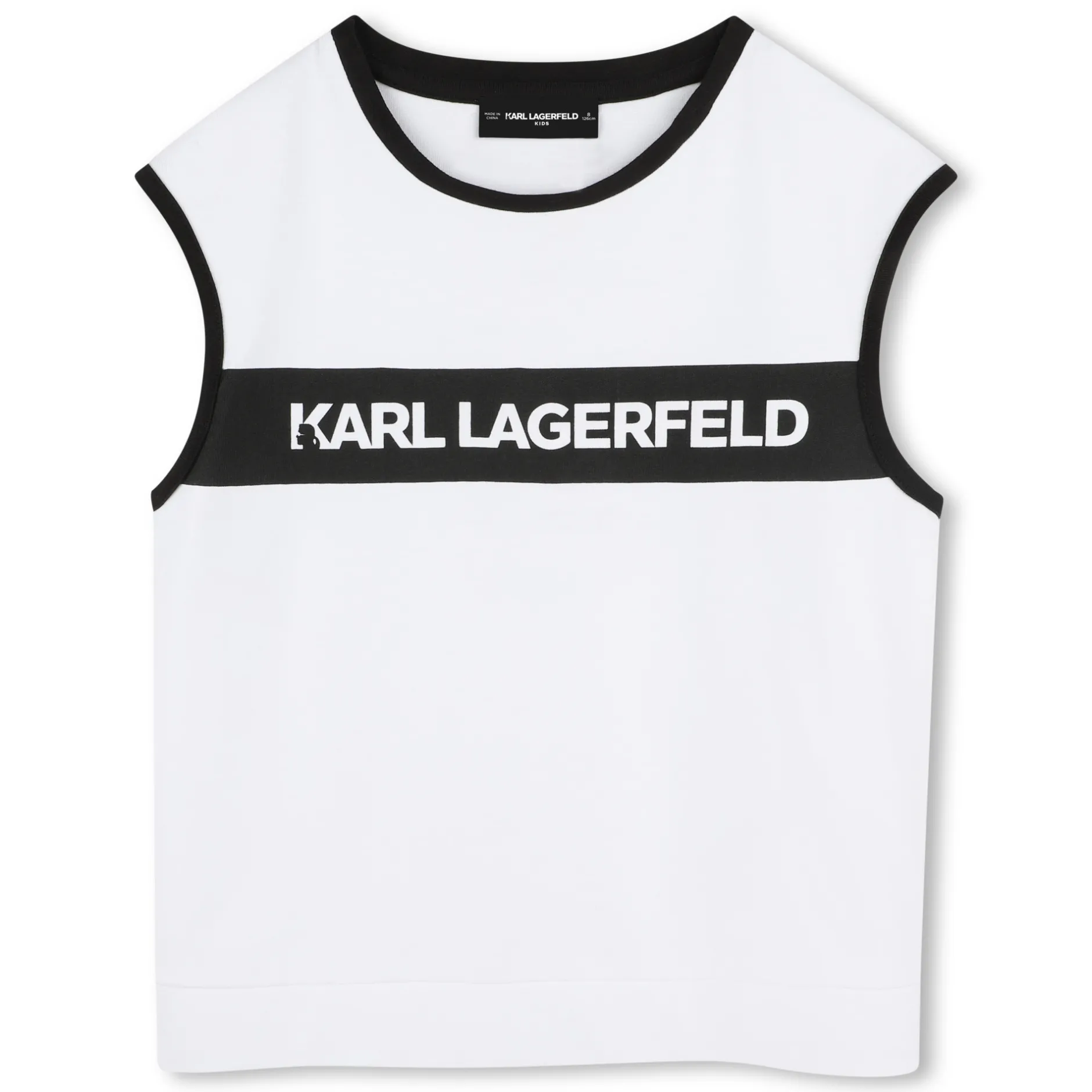 Fashion KARL LAGERFELD KIDS T-shirt sans manche à imprimé BLANC